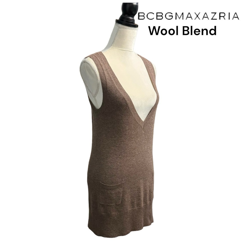 BCBG MAXAZRIA (NWT) Wool Blend, Deep V Neck Sweater Vest, Size Large - Picture 14 of 15
